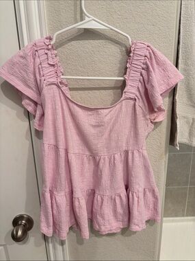 Altar’d State Pink Ruffled Tiered Women's Top